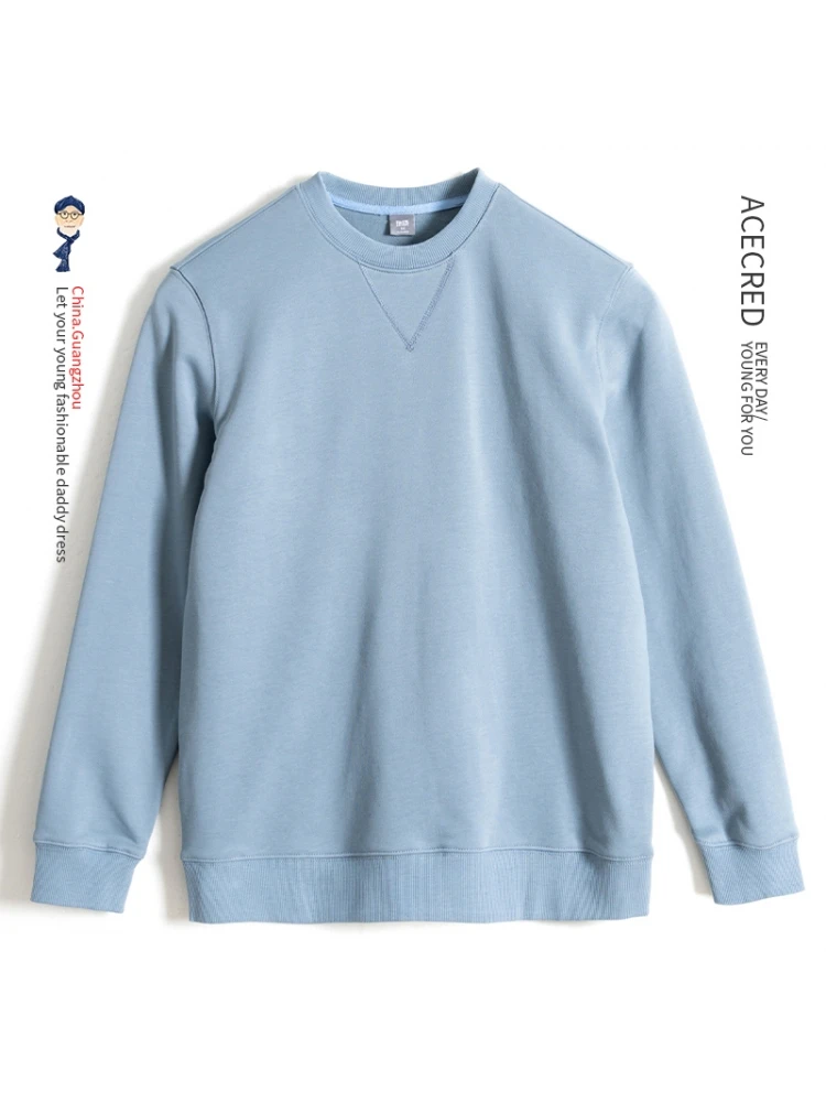 Spring Faion Dad Thi Long Sve round Ne Loose Large Size Sweatirt Breathable Comfortable Cotton Polyester T-irt