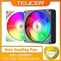 TEUCER 9cm ARGB Cooling Fan 800-2200RPM PWM Quiet Fan for ITX Case and CPU Cooler