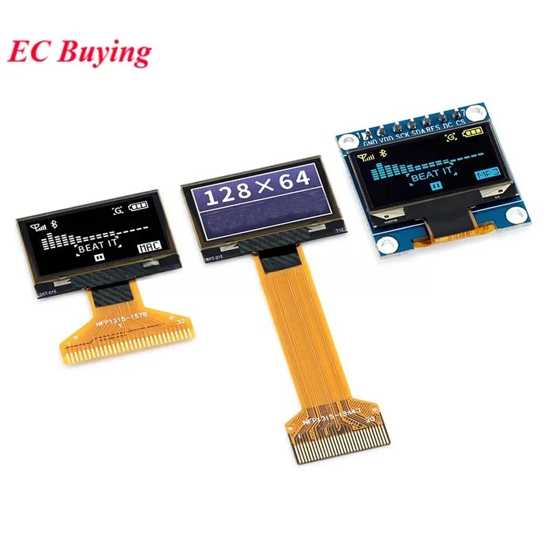 5Pcs/1pc 0.96 inch OLED Display Module 0.96'' LCD Bare Screen 128X64 12864 SSD1315 IIC I2C SPI 7Pin/4Pin 30PIN White Blue Yellow