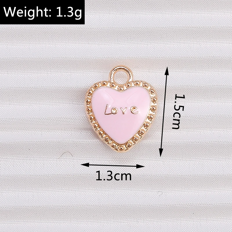 10 Stück 13 x 15 mm niedliche Emaille-Liebes-Herz-Charms-Anhänger für Schmuckherstellung, Halsketten, Ohrringe, Armbänder, DIY-Bastelzubehör – Detail 1