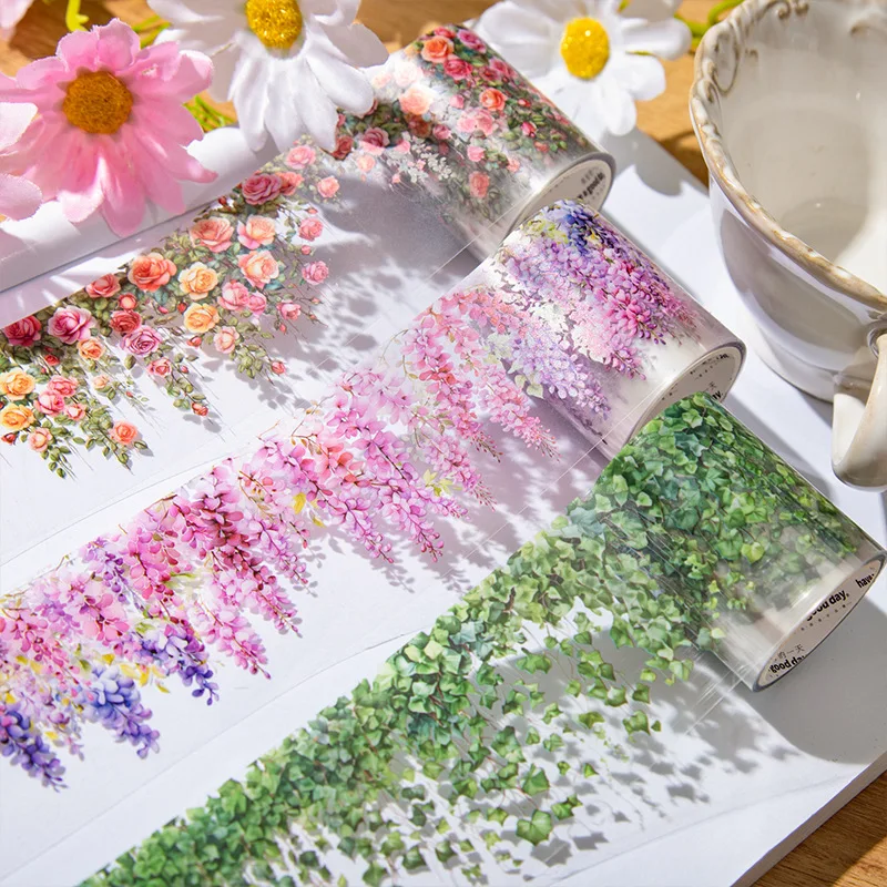 5*200cm 1 rolka INS świeża winorośl motyw taśma PET naklejki samoprzylepne Diy Scrapbooking pamiętnik Scrapbooking kolaż materiał Scrapbooking