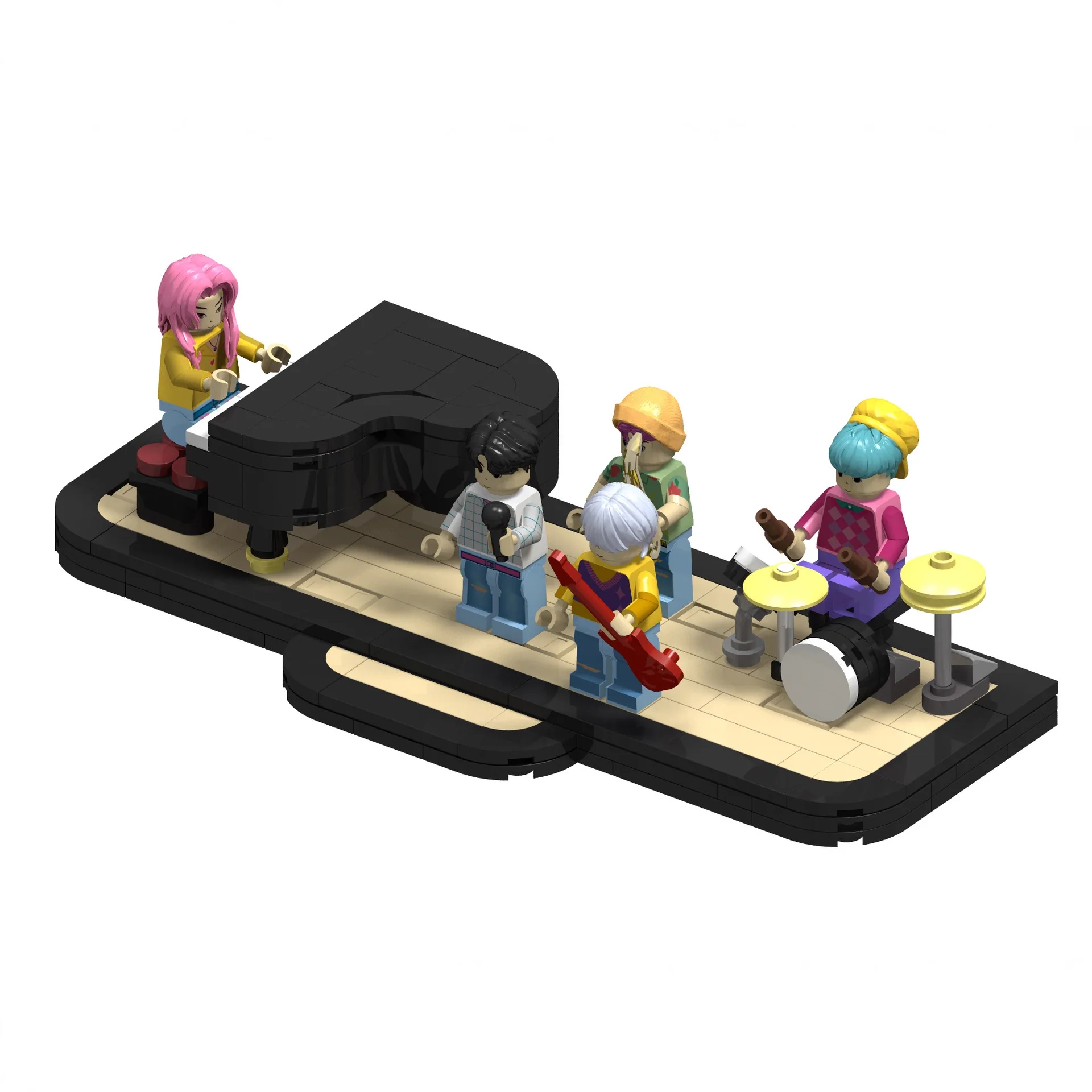 

New KPop Demon Hunters: Surrounding Building Blocks, Toy Assembly, Piano Model, and Building Blocks