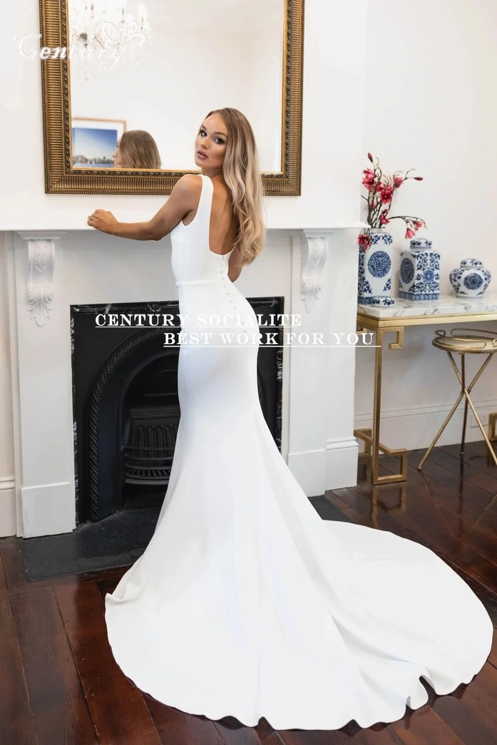 Simple Plain Mermaid Wedding Dresses 2025 Sleeveless Square Neck Backless Bridal Gowns vestido noiva casamento civil Customized