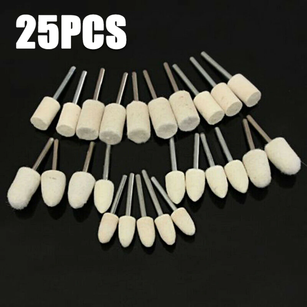 25Pcs Small Felt Polishing Buffing For Pads Wheel Felt Wool Buffing Wheels Metal Polish Brush Drill Rotary Tool Accessories