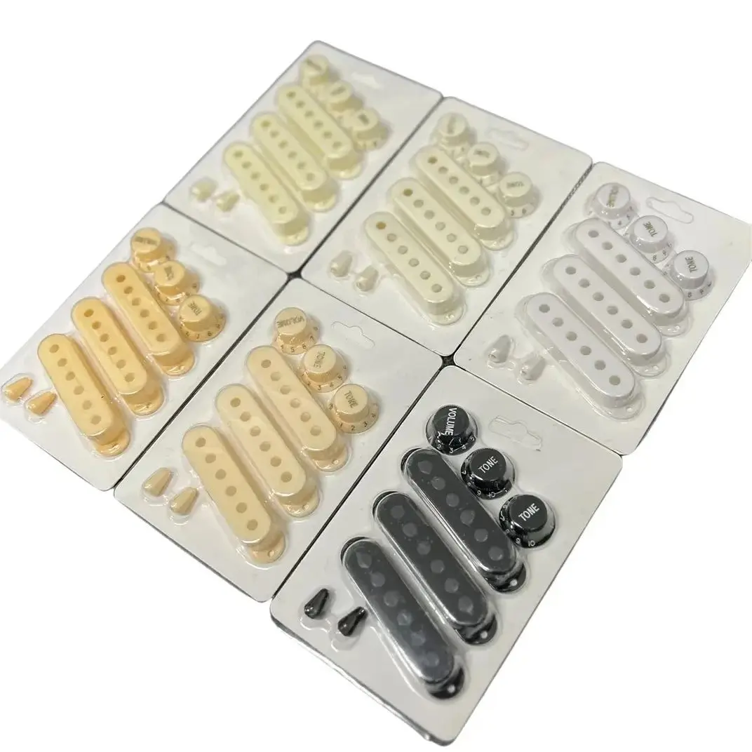 Vintage White Stratocaster Control Kit - Japanese-Made Single Coil Pickup Cover + 2T/1V Knobs & Switch Tip