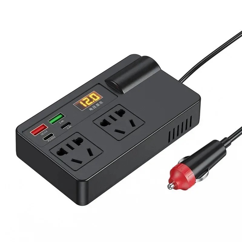  Car Inverter Converter Chargers 200W DC 12V/24V To AC 220V ON/OFF Switch QC 3.0 USB/PD/Type-C Power Adapter Voltage Detection 