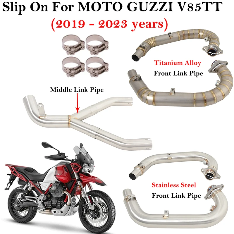 

For MOTO GUZZI V85 TT V85TT 2019 - 2023 Motorcycle Exhaust System Escape Modified Titanium Alloy Front Middle Link Pipe Muffler