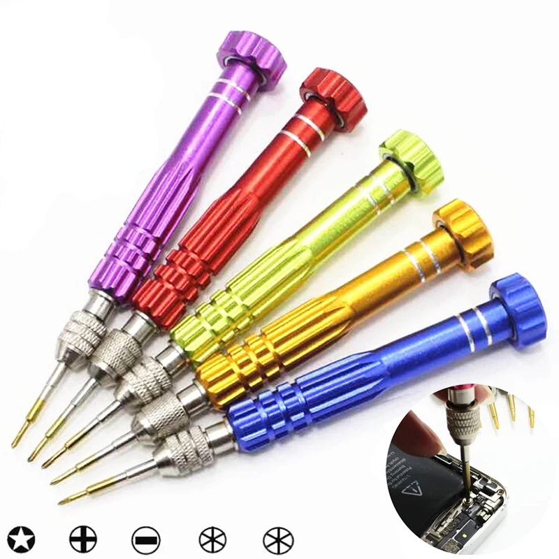 5 In 1 Screwdriver Repair Tools Kit for IPhone Ios Android Mobile Phone Open Tool Disassemble Magnetic Torx Cross Pentalobe Head