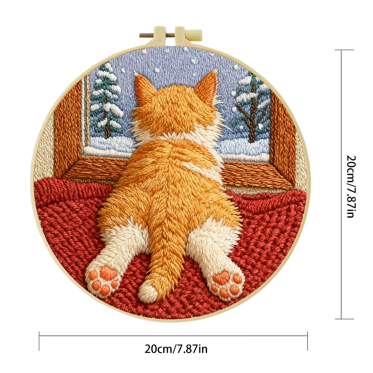 1 Stück 20X20CM/15X15CM 7,87/6,3 Zoll Stickerei-Starter-Kit DIY-Kit Heimdekoration, Katze, Stickerei-Kit – Detail 5