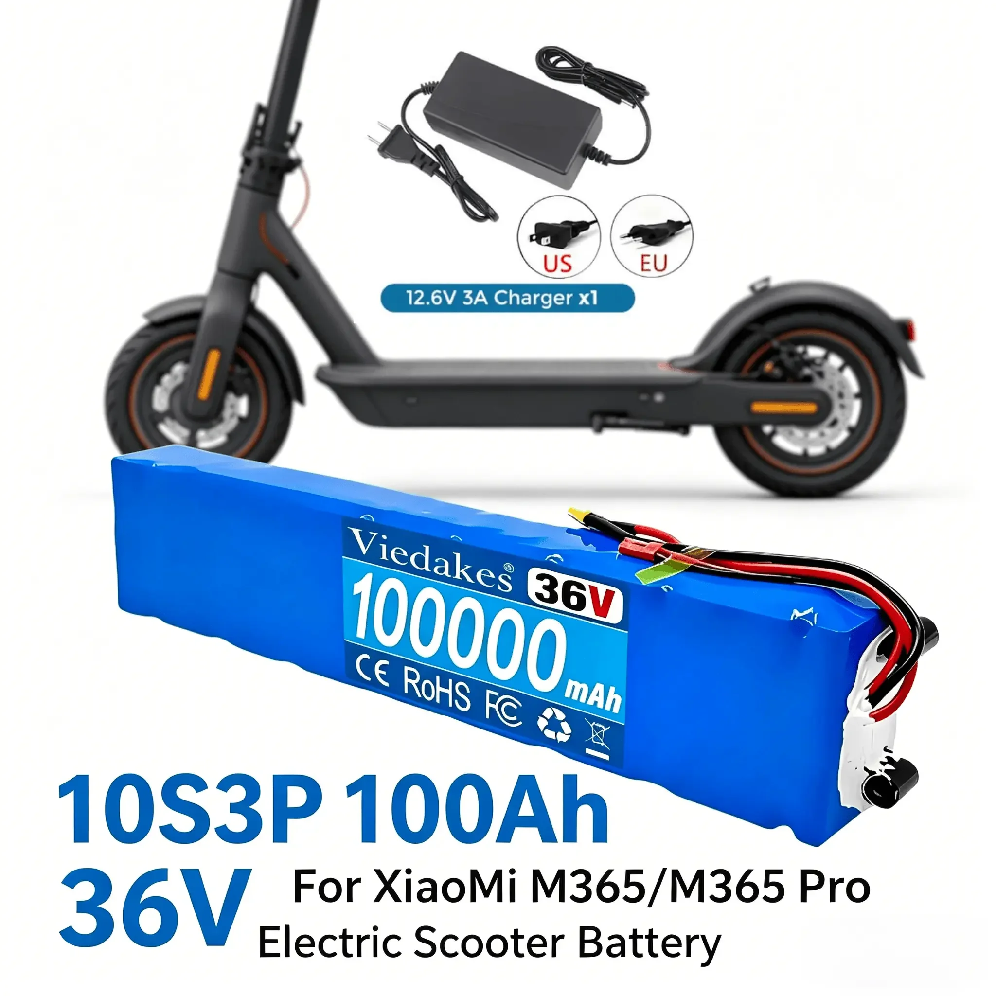 

36V 100Ah Replacement Lithium Battery For XiaoMi M365 Pro Electric Scooter XT60 Plug