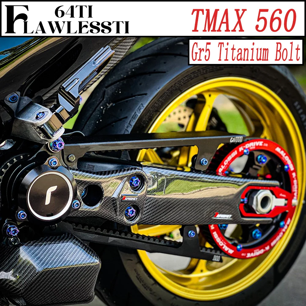 FLAWLESSTI Gr5 Titanium Bolt Oil Tank Brake Pump Front Rear Brake Disc Caliper ABS Disc Bolt For Yamaha Tmax 560 530 2015-2024