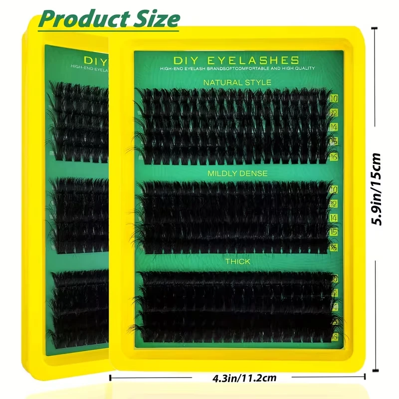 300 Cluster Wimpernverlängerungsset - Weiche Russische DD-Curl, Verschiedene Längen 10-16mm, 0,07mm Dicke, Wasserfeste Faux-Nerz-Wimpern – Detail 2