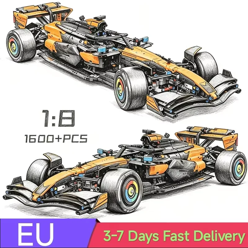 NUEVO Technical 42228 1675PCS 1:8 Coche Deportivo Naranja de Bloques de Construcción MOC, Set de Modelo de Coche Deportivo para Ensamblar DIY, Juguete de Regalo para Niños