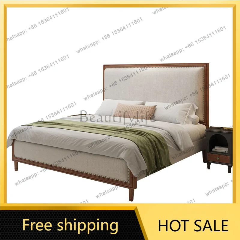 Factory Direct Sales French medieval ash wood solid wood soft bed master bedroom high-end atmosphere