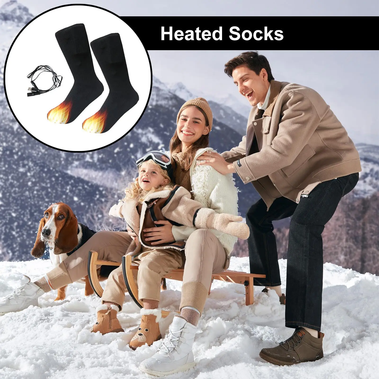 

Electric Heated Socks Heating Insulation Comfortable Warmer Knit Heated Socks For Ski Winter Snowboarding Sports Activities