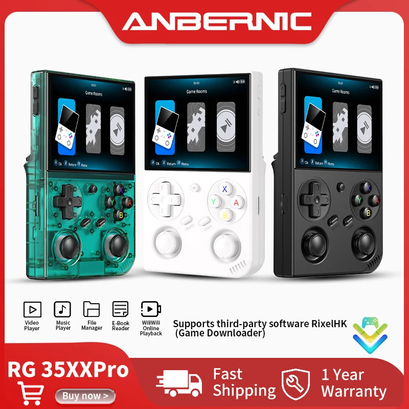 Anbernic RG 35XXPro Retro Handheld Game Console 3.5-inch IPS 640*480 Screen Linux 64-bit 3200mAh RG35XX Pro Gaming Player Support RixelHK WiFi Streaming Controller HD TV Output