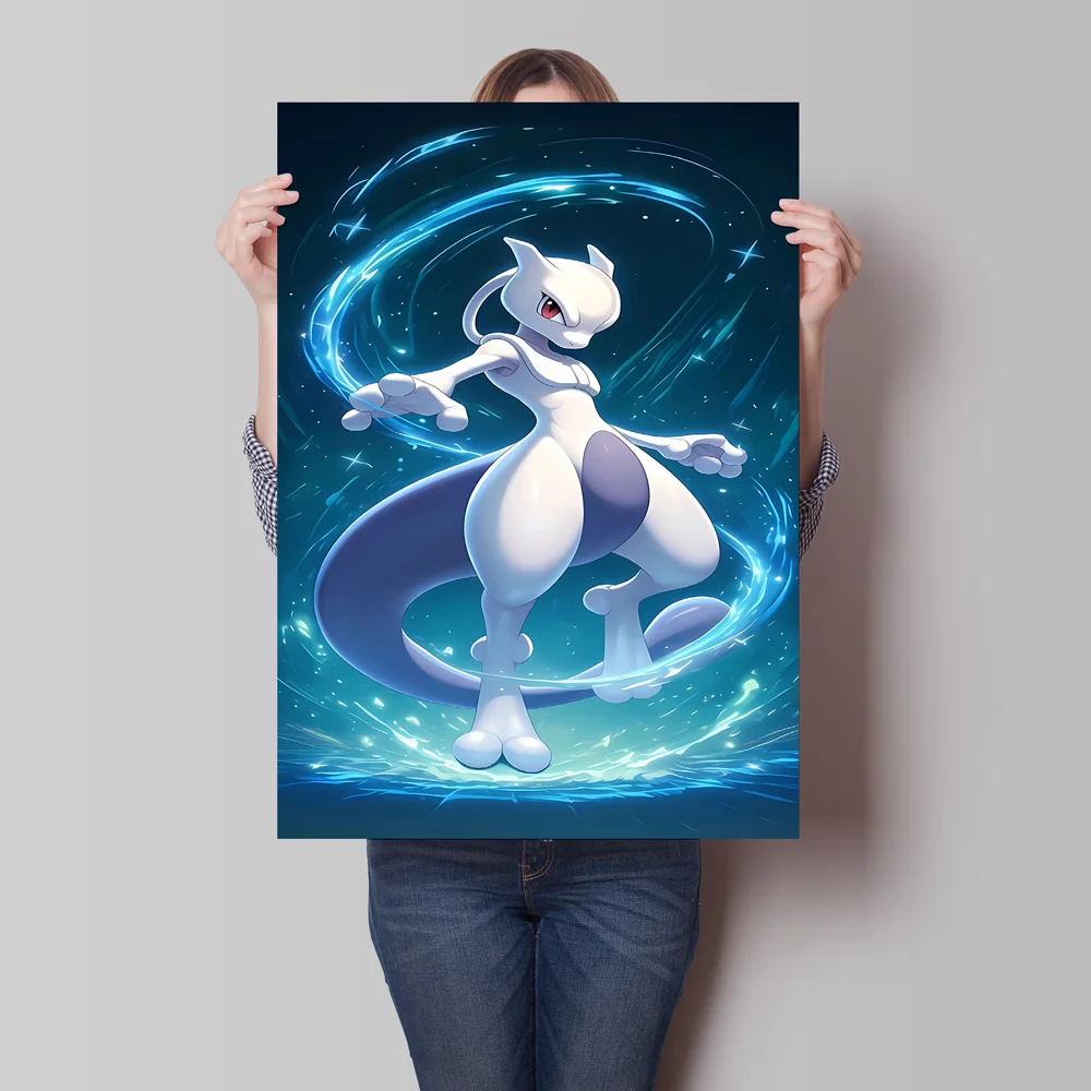 Canvas Painting High Quality Pokemon Mewtwo Espeon Poster Bright and Long Lasting Colors Modern Living Room Decor Gifts Classic