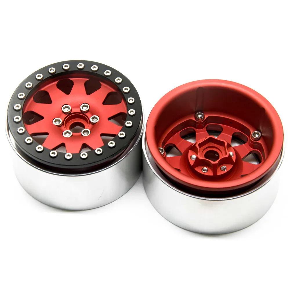 MIBIDAO 4Pcs Metal 2.2 Beadlock Wheel Rim For 1/10 TRX4 TRX6 D90 Axial SCX10 90027 90046 Wraith 90048 RC Crawler Car