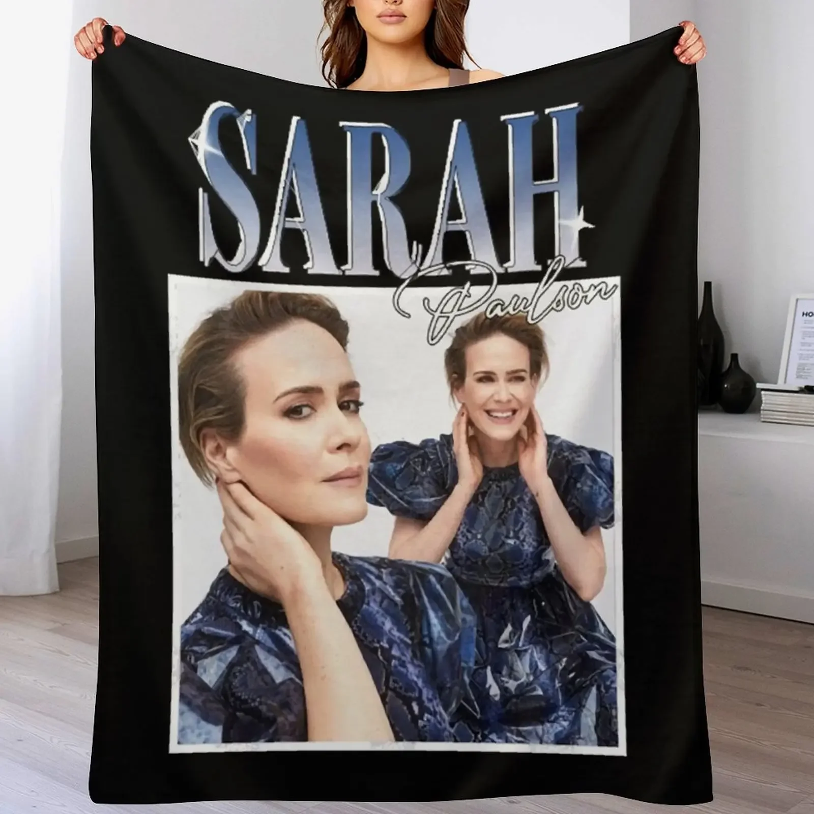 

Sarah Paulson Throw Blanket Luxury Designer Plush Bed covers Furrys Blankets