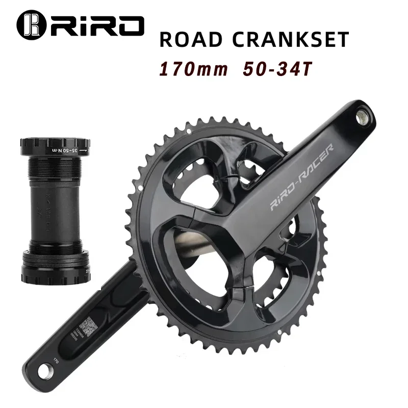 RIRO RACER R8 Road Bike Crankset Ultralight Chainwheel 170mm 50-34T Chainrings Sprockets Hollow Integrated Folding Bike Crankset