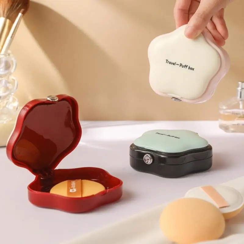 Per viaggi, studenti, uso domestico, con specchio per il trucco, scatola per trucco in plastica antipolvere, scatola per cuscino per soffio di cipria, portatile