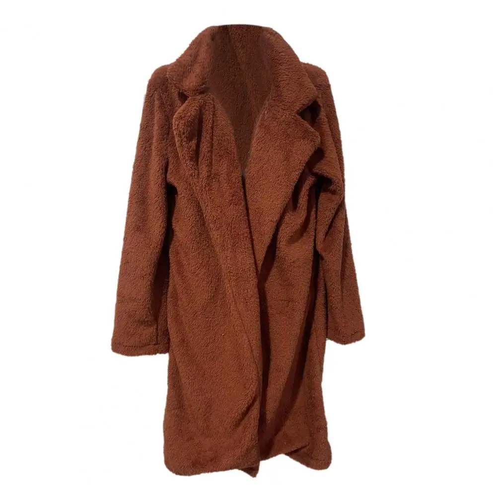 Trendy Women Overcoat Autumn Winter Women Trench Coat Long Style Pure Color Single-breasted Jacket Windproof Outdoor Jacket