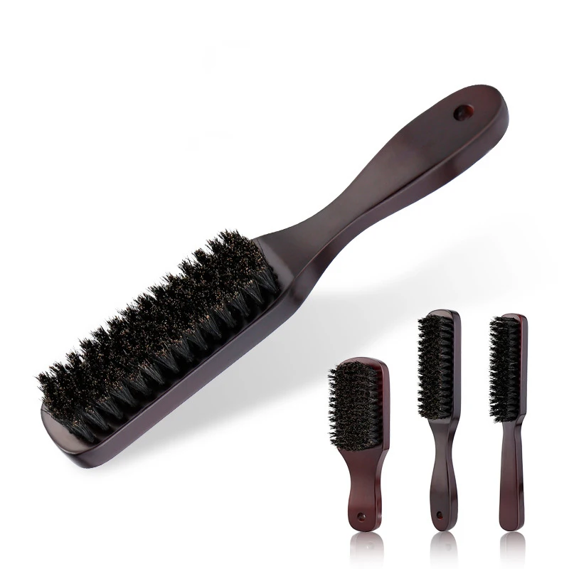 Wood Handle Boar Bristle Cleaning Brush Hairdressing Men Beard Brush Anti Static Barber Hair Styling Comb Shaving Tools