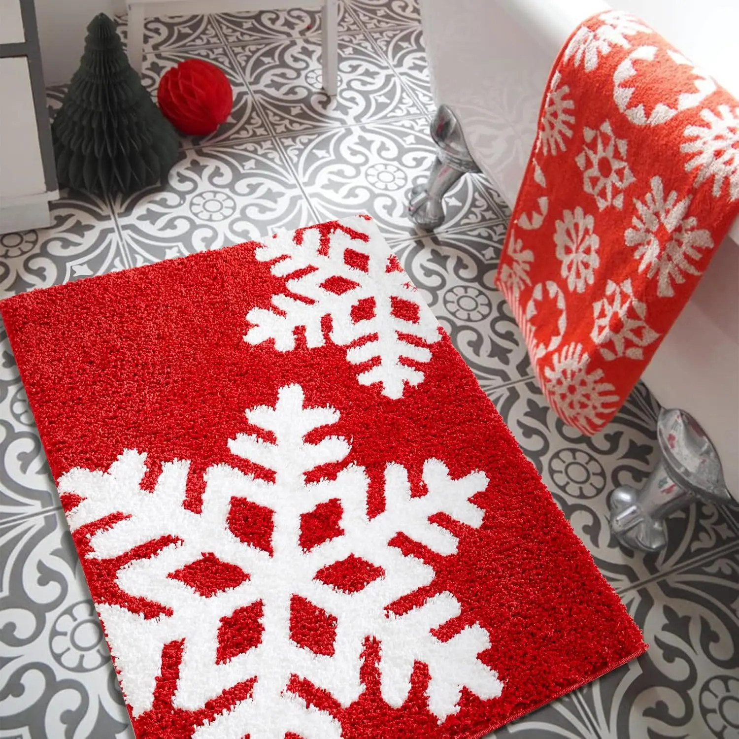 Christmas Mats Imitation Cashmere Carpet Bathroom Room Living Room Absorbent Non Slip Floor Mat Carpet Door Mat Home Party Decor