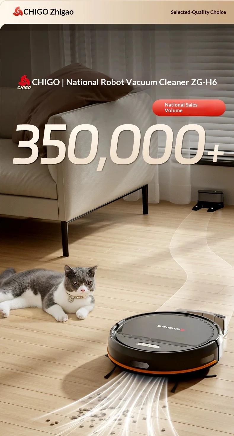 CHIGO ZGS H6 Sweeping Robot Vacuum Strong suction and less entanglement in hair Robot Vacuum Cleaner Wit crossing obstacles