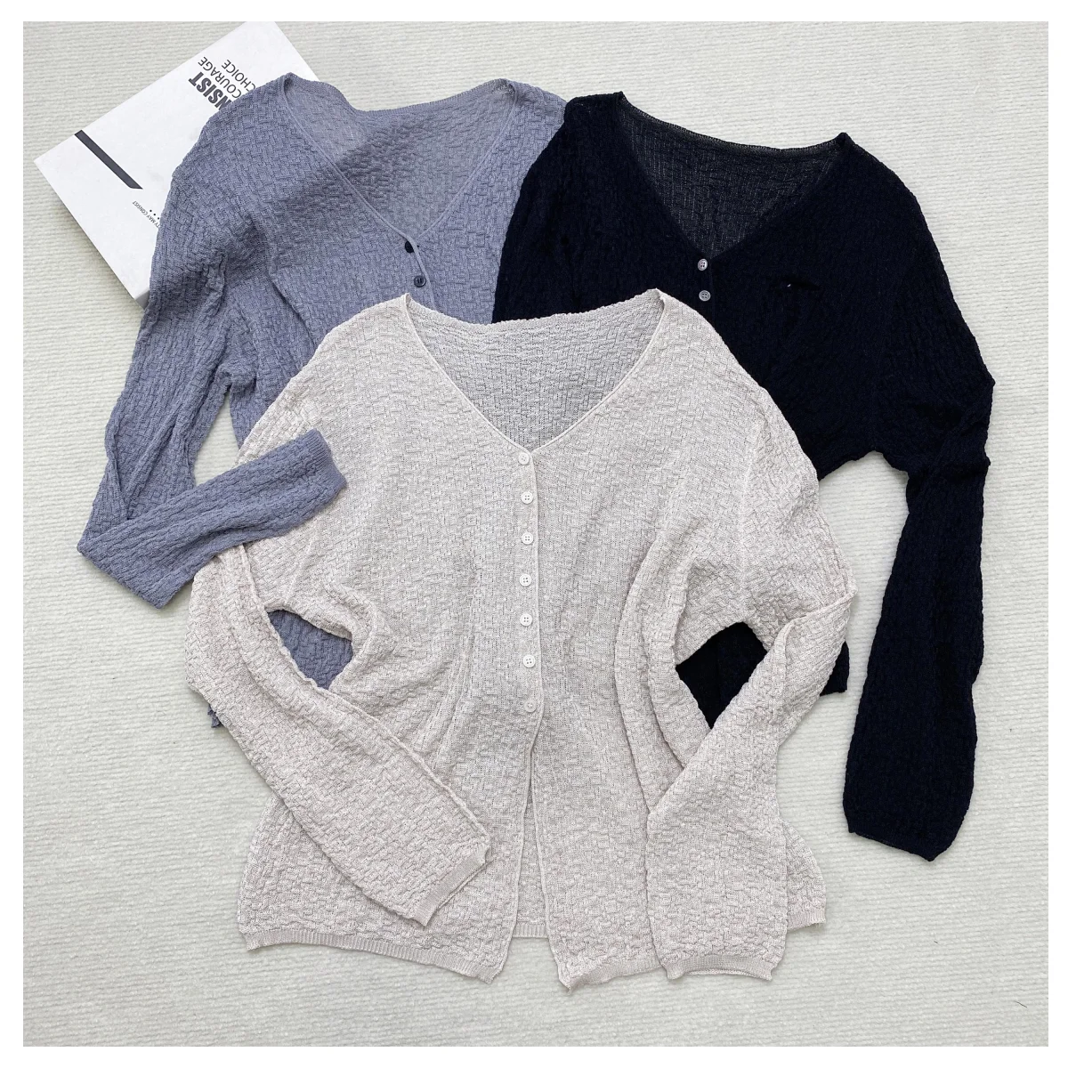 

Women's Long-Sleeved Cardigan Knitwear Fashionable Slim Lady Style Knitwear 2025 Spring & Fall Loose and Versatile Women's Top