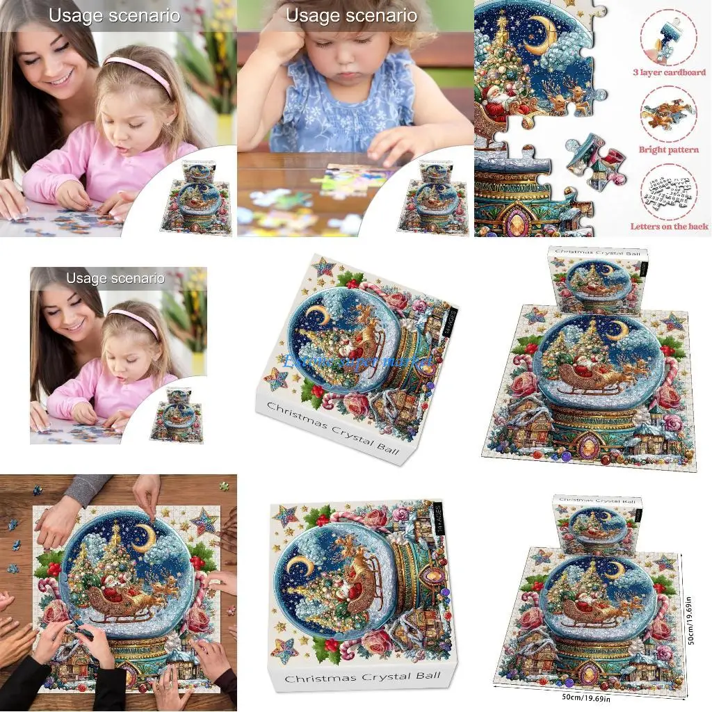 

090B Мерцающий праздничный пазл с делениями, три разнонаправленных художественных бумажных решения для хранения, удобных для