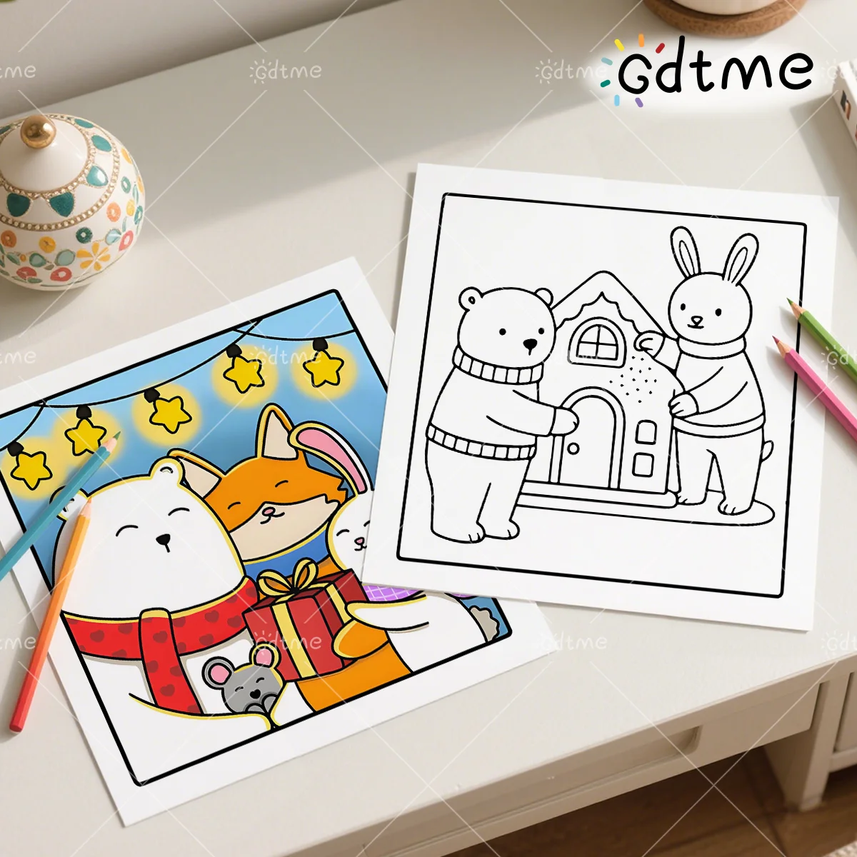 COZY CHRISTMAS Coloring Book for Adults Featuring Cartoon Bold-easy Patterns for Relaxation Kids DIY Painting Drawing Books ﻿