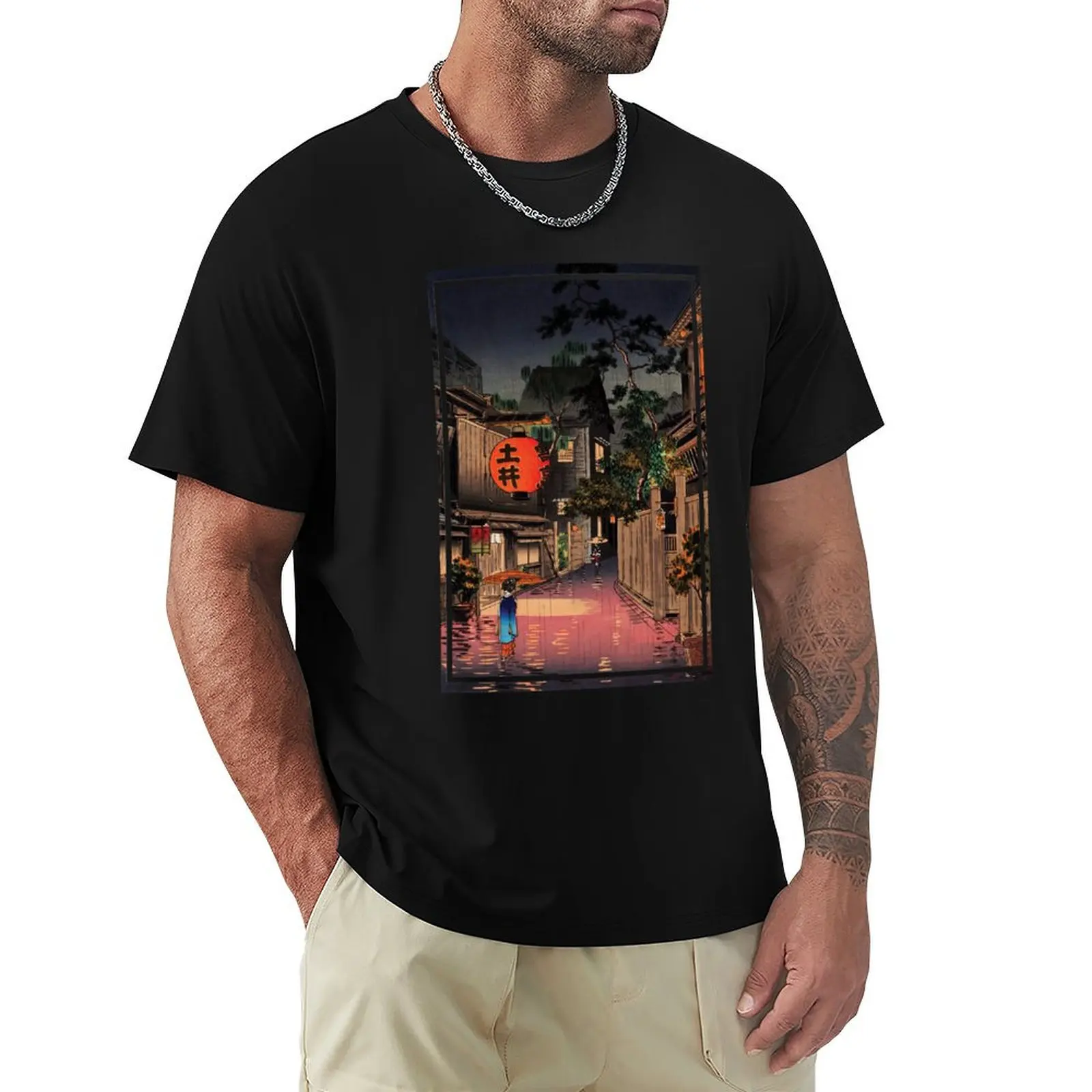 Ushigome Kagurazaka by Tsuchiya Koitsu T-Shirt Festival Casual Short Sleeve