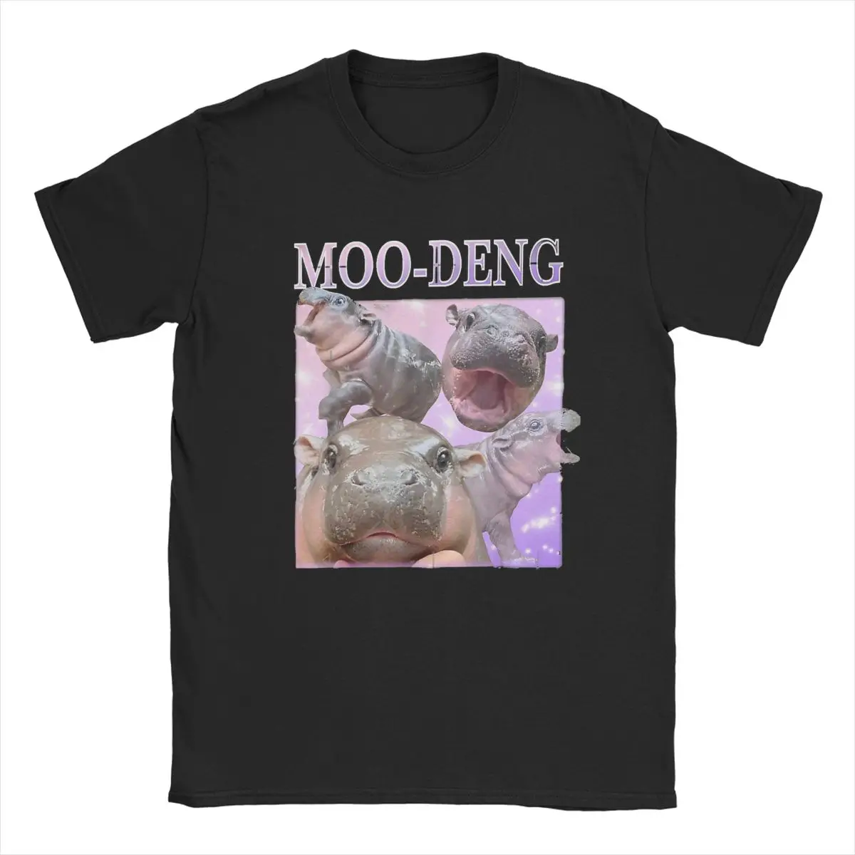 Funny Moo-Deng The Famous Baby Pigmy T-Shirt Men 100% Cotton T Shirt Hippo Moodeng Short Sleeve Tee Shirt Gift Idea merchandise