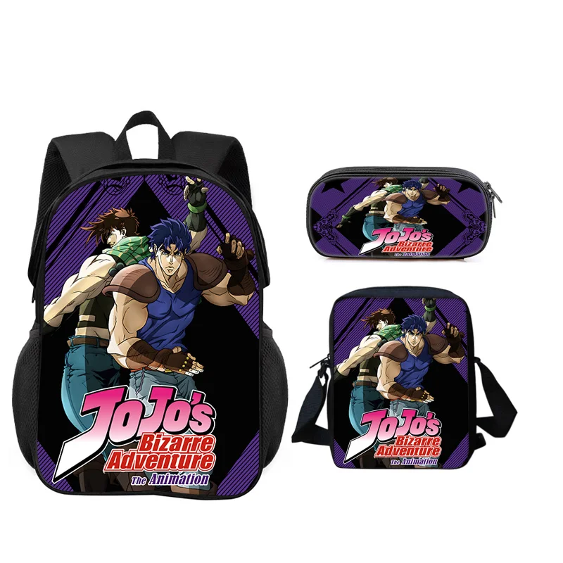 JoJo's Bizarre Adventure 3pcs Set Backpack Pen Bag shoulder Bag Durable Trendy Versatile School Boy and Girl Birthday Best Gift