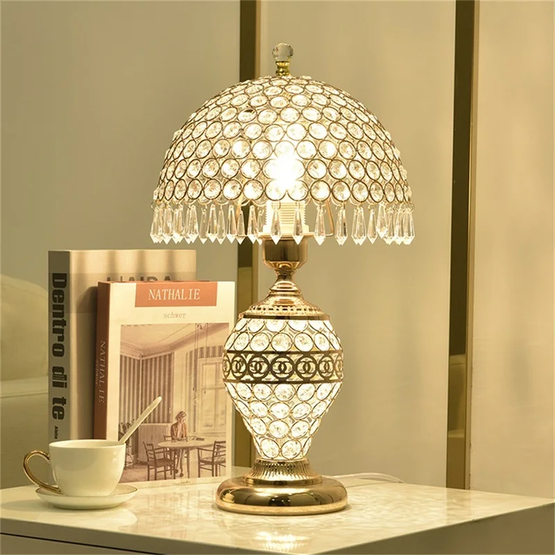 Modern Crystal Table Lamp Dimmer luxury With Remote Control For Home Modern Creative Light bedside