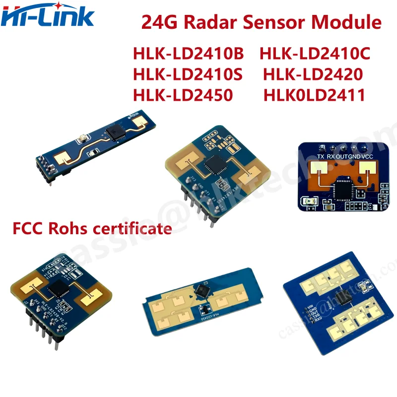 Hi-Link New Small Size 24GHz Human Presence Sensor module 90mA Sensing Distance 9 meters GPIO UART Support FMCW