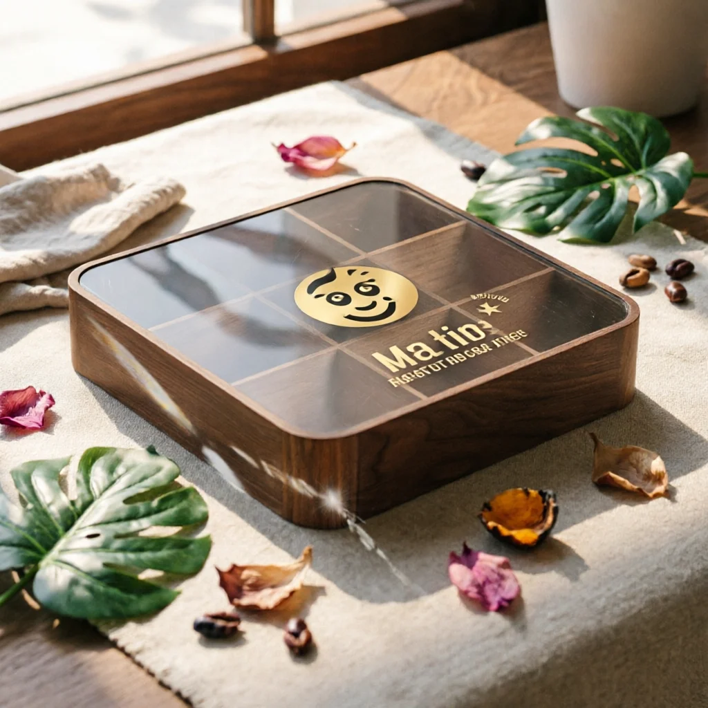 

Tea Box with Glass Lid Solid Wood Wooden Box with Glass Lid Tea Bag Organizer Clear Sturdy for Hosts, Tabletop, Living Room
