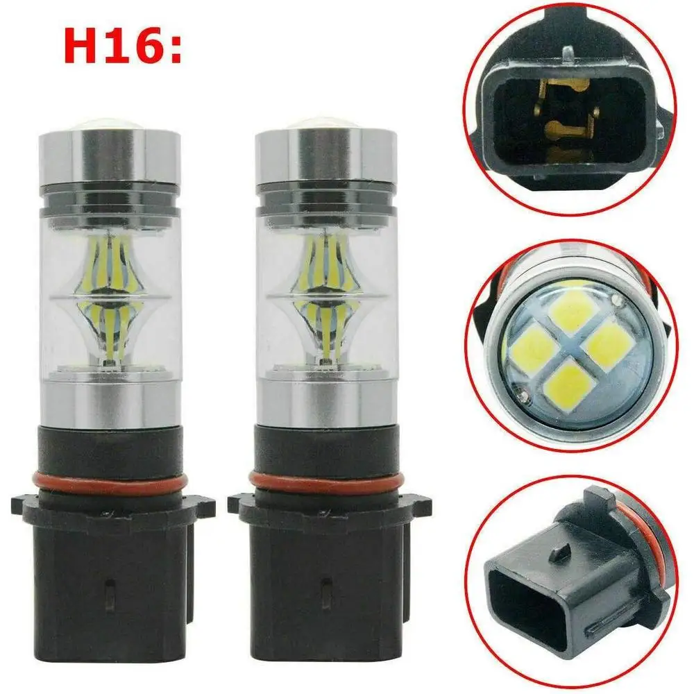 12V H16/ P13W Car LED Fog Light Bulbs Front Driving Lights DRL Daytime Running Lights Headlight Bulb