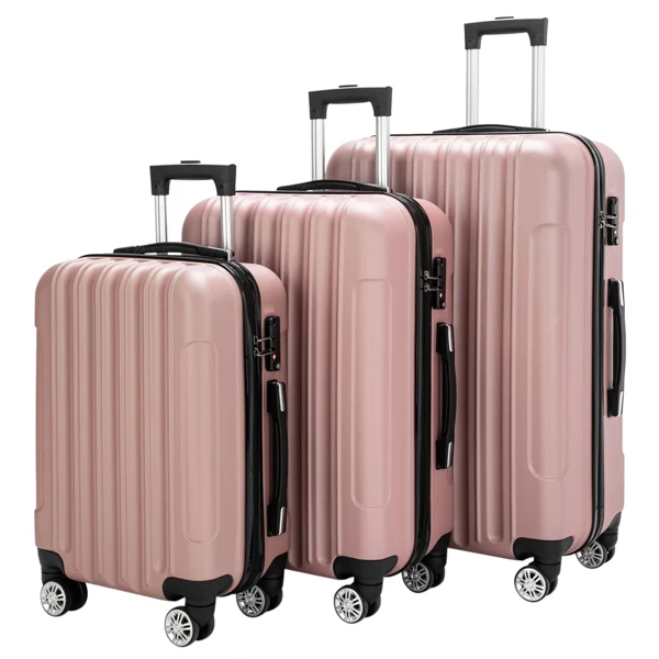 

Vertical 3-in-1 Spinner Wheel With Handle Trolley Box 20in 24in 28in ABS Aluminum Alloy Trolley Fashion Color - Rose Gold