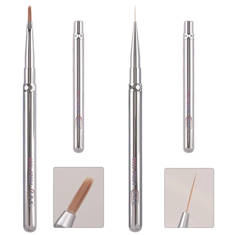 

1/2 шт., кисть с металлической ручкой, художественная подводка для маникюра, кисть для рисования, УФ-гель, удлинитель, ручка для рисования