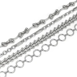 1 Meter Stainless Steel Hadmade Combined Chains DIY Jewelry Findings Earrings Making Men Hip Hop Necklaces Bracelets Supplies