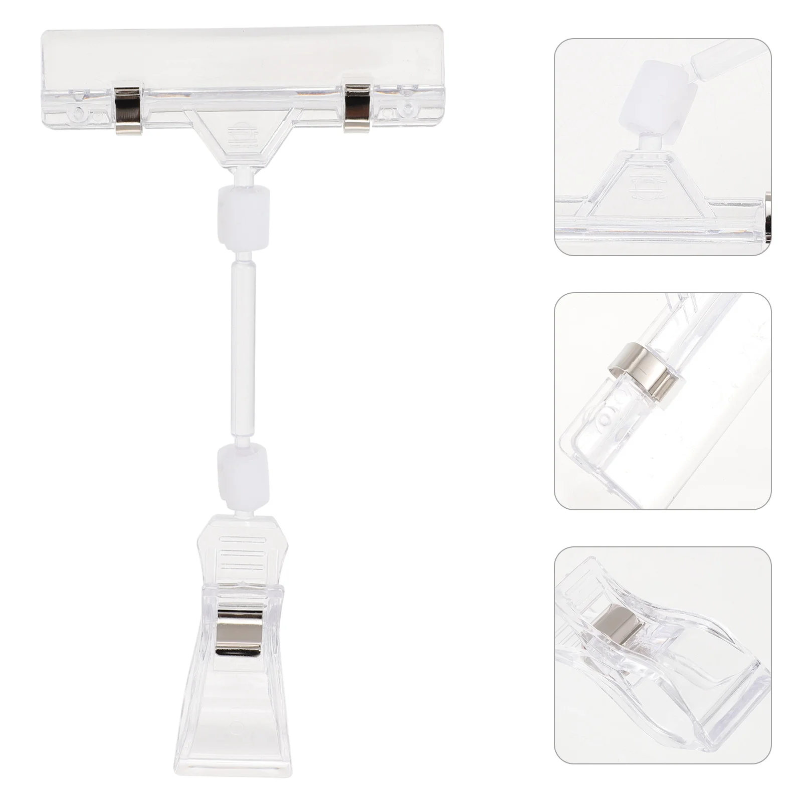 Titular da etiqueta de preço, Emblems Display, Label Clip, Double Clips, Rotatable Sign Commodity, Clear Swivel, Double-Ended, Universal Clip