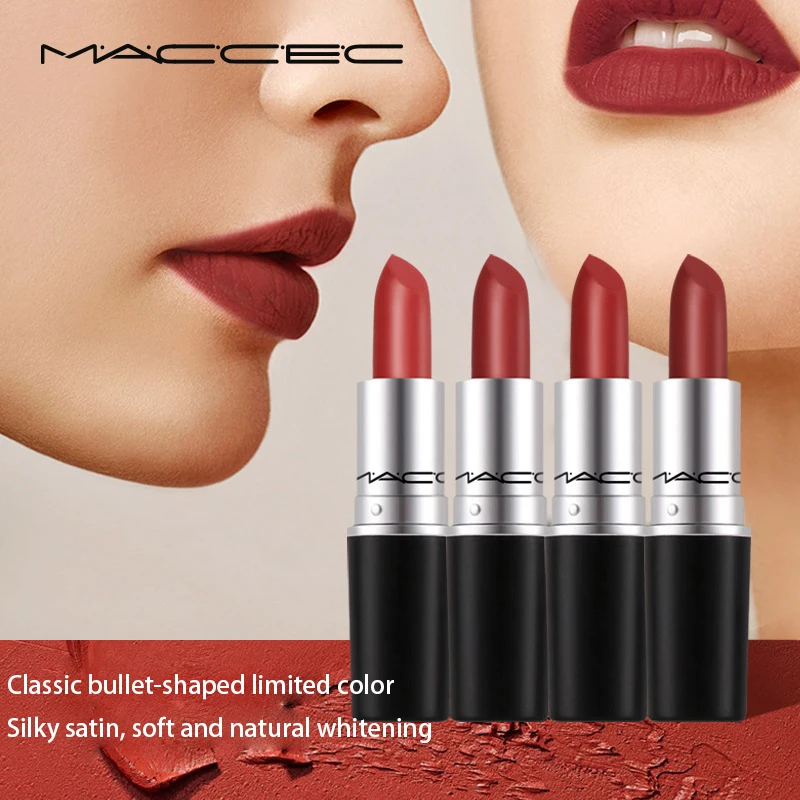 Novo batom fosco de alta qualidade tubo de metal bala batom batom à prova dwaterproof água longa duração batom vermelho maquiagem lábios cosméticos