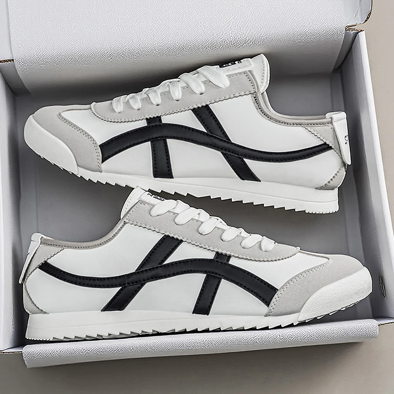 Men's Fashionable and Versatile Striped Casual Sneakers, Suitable for Daily Outings and Outdoor Hiking Wear