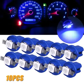 10Pcs luci per auto 5050 Gauge LED indicatore lampadine cruscotto lato interno luci cruscotto T5 B8.5D 1SMD accessori per auto 5 colori