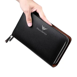 Hand Bag Men's Long Wallet Leather Bag Large Capacity Big Hand Bag Business Silver Card Bag Zero Wallet