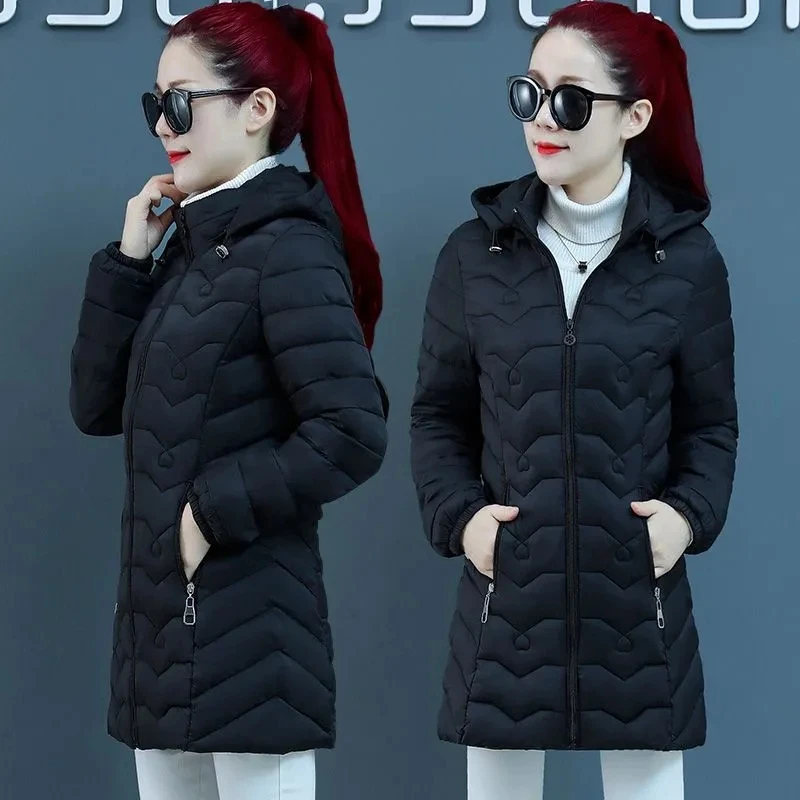 Winter Women Quilted Cotton Coat Middle-Aged Slim Large Size 6xl Cotton Padded Jacket 2025 New Women Long-Sleeved Parkas Outwear