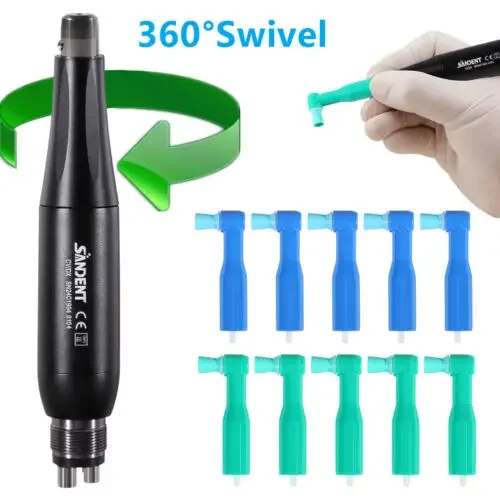 Dental Hygiene Prophy Handpiece  Air Motor 4 Holes With 4:1 Nose Cone 360° Swivel  Fit Nsk/100PCS Polishing Cup