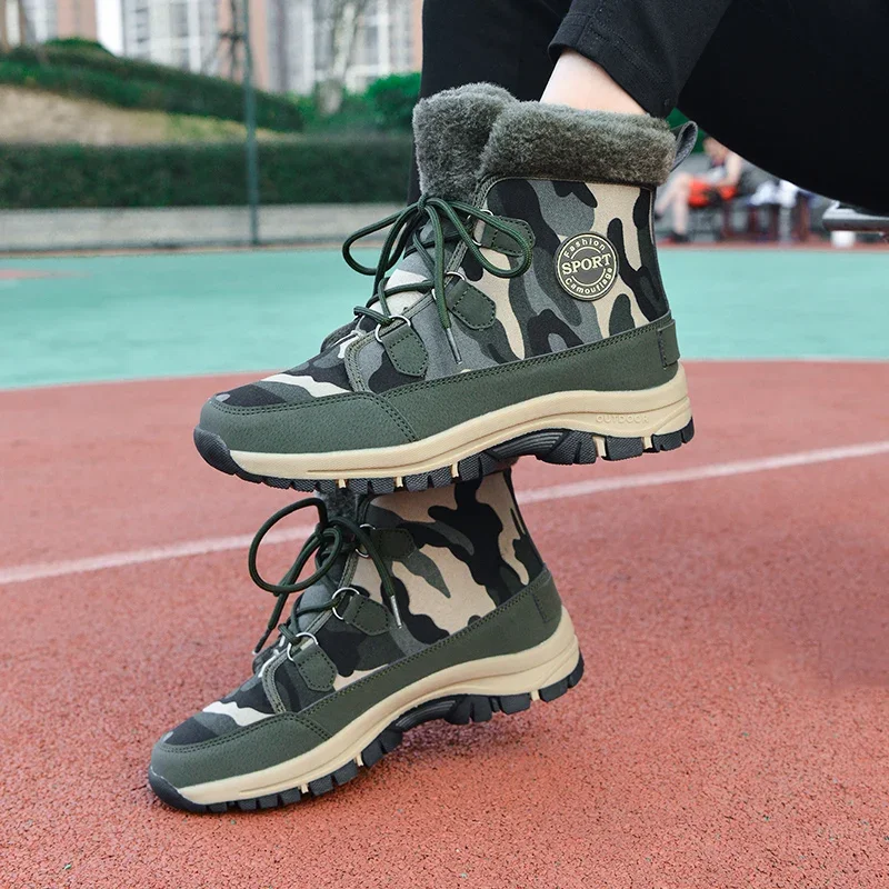 Winter Camouflage Laarzen Vrouwen Super Warm Plus Maat 36-42 Mid-Calf Enkellaarzen Warm Pluche Platform Schoenen Zapatos Para Mujer